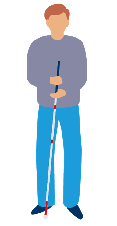 expertise-clipart Een illustratie van een man met in zijn handen een taststok.